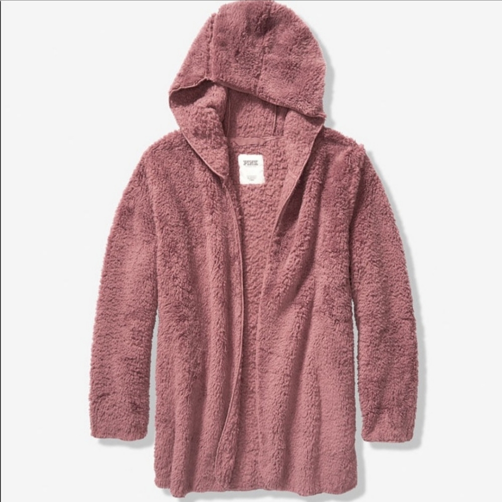 PINK Dusty Rose Sherpa jacket with pockets